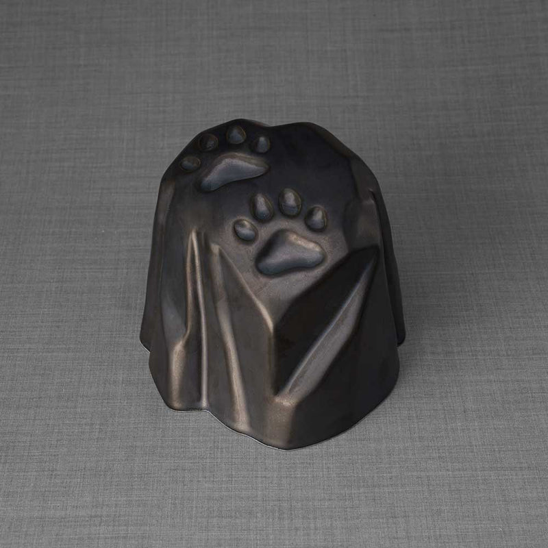 Paw Prints Pet Urn for Ashes in Matte Black