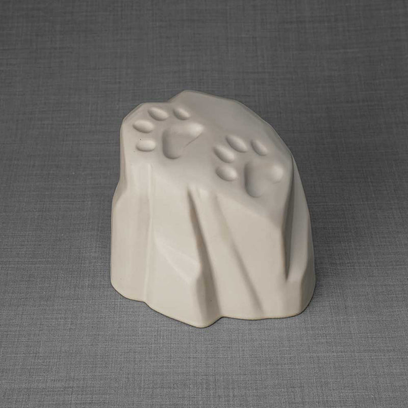 Paw Prints Pet Urn for Ashes in Matte White