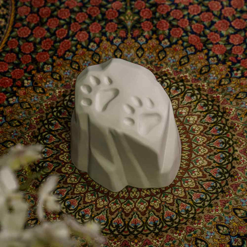 Paw Prints Pet Urn for Ashes in Matte White