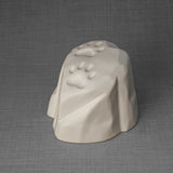Paw Prints Pet Urn for Ashes in Matte White