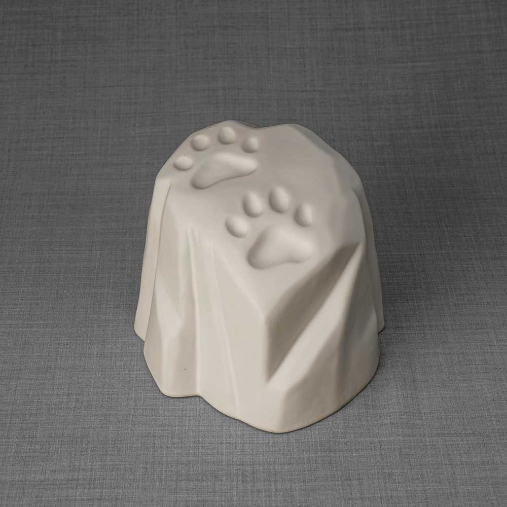 Paw Prints Dog Urn For Ashes Matte White