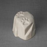 Paw Prints Pet Urn for Ashes in Matte White