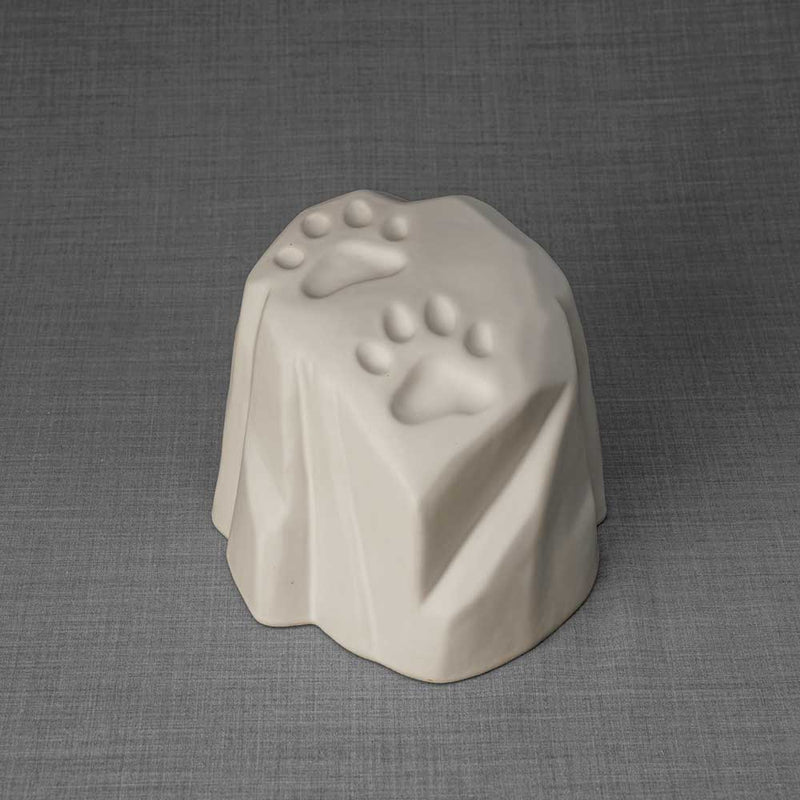 Paw Prints Pet Urn for Ashes in Matte White