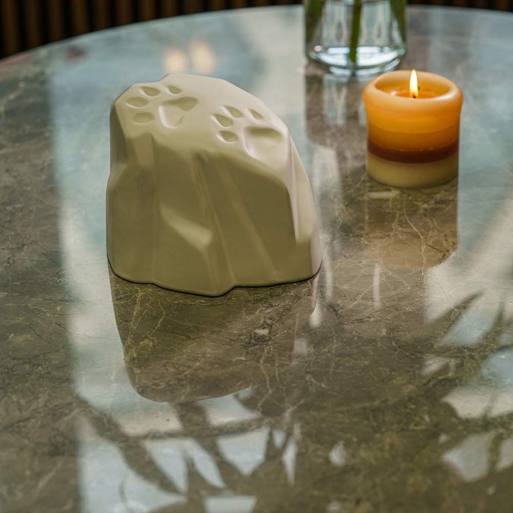Paw Prints Dog Urn For Ashes On Table
