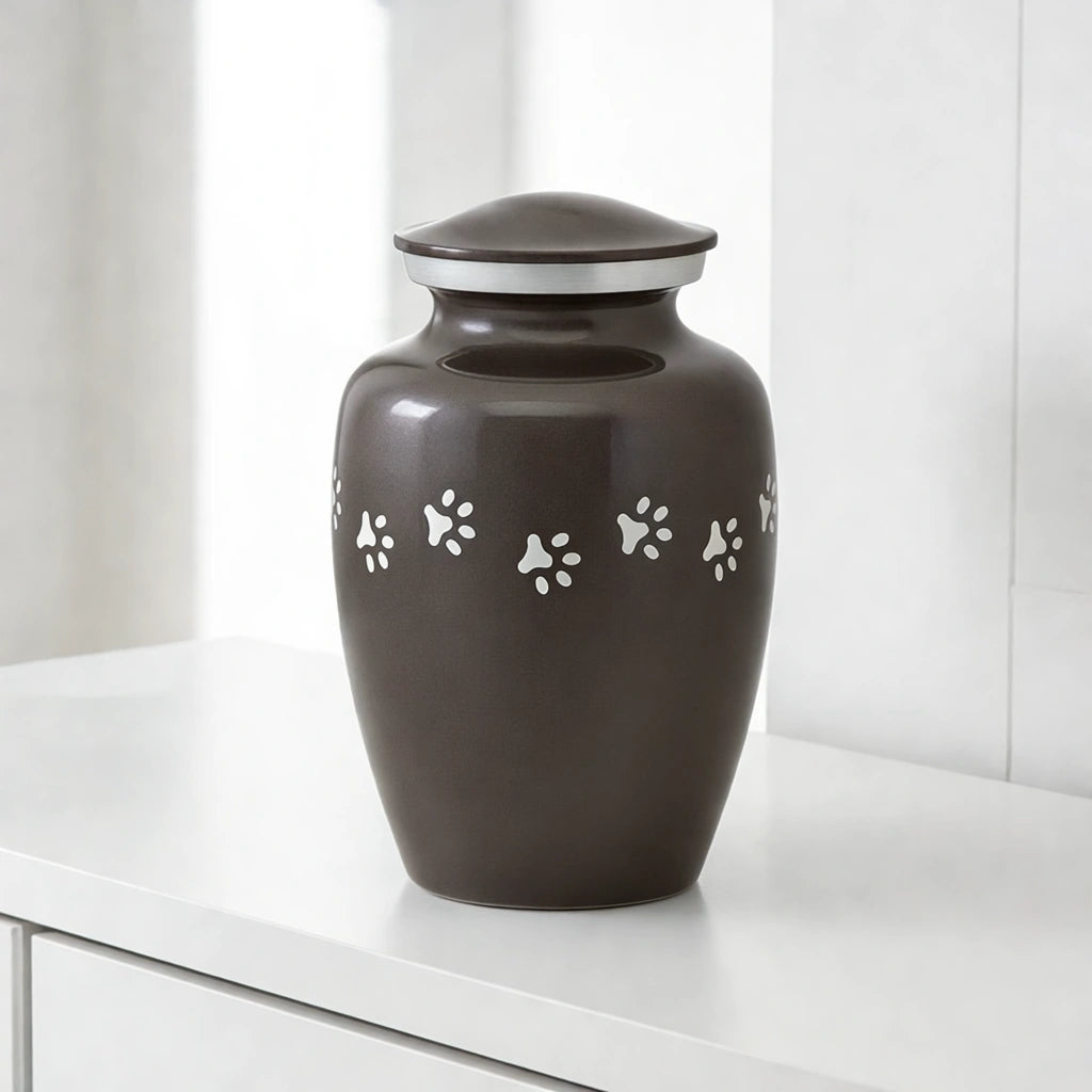 Pawprint Pet Urn for Ashes in Graphite & Silver - Medium