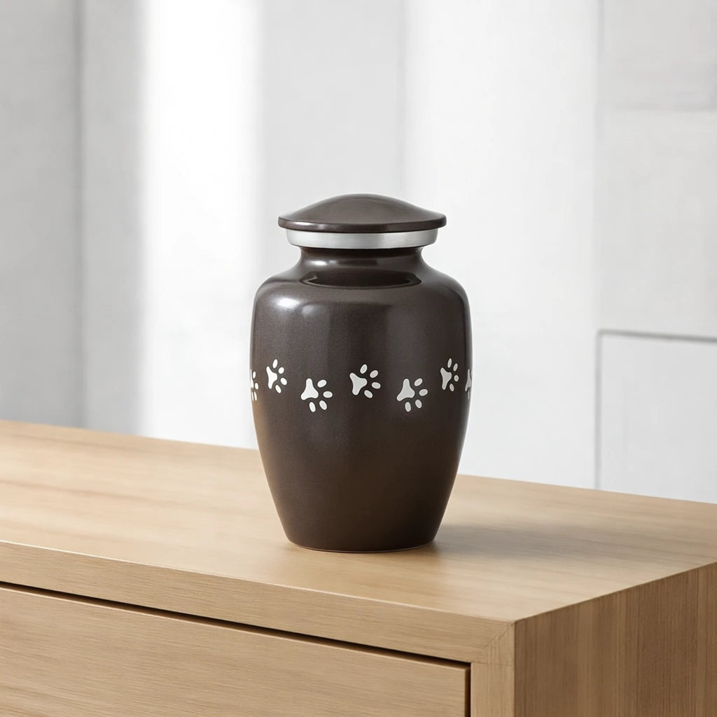 Pawprint Pet Urn for Ashes in Graphite & Silver - Small