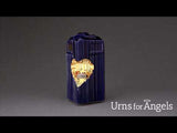 Heart Adult Cremation Urn for Ashes in Metallic Blue and Gold