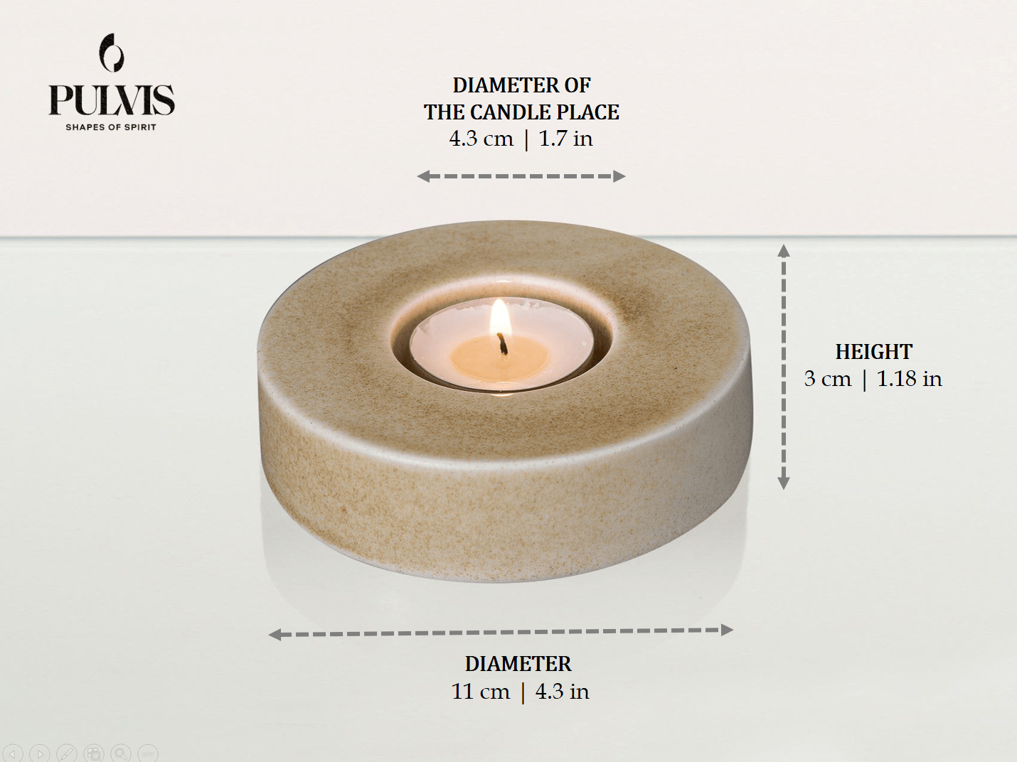 Caleo Candle Holder for Cremation Urns in Light Sand
