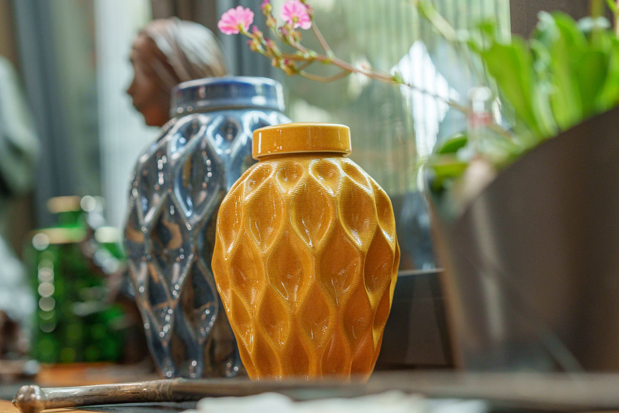 Echo Adult Cremation Urn for Ashes in Blue
