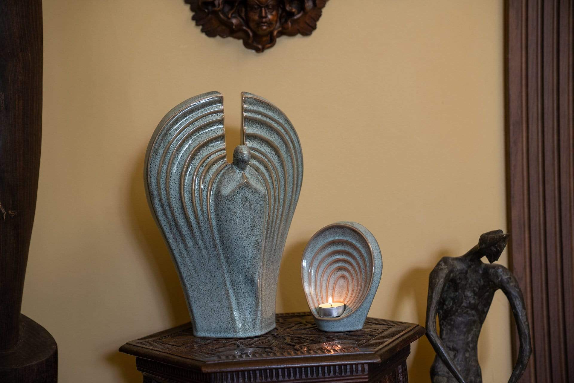 Guardian Angel Adult Cremation Urn for Ashes in Grey