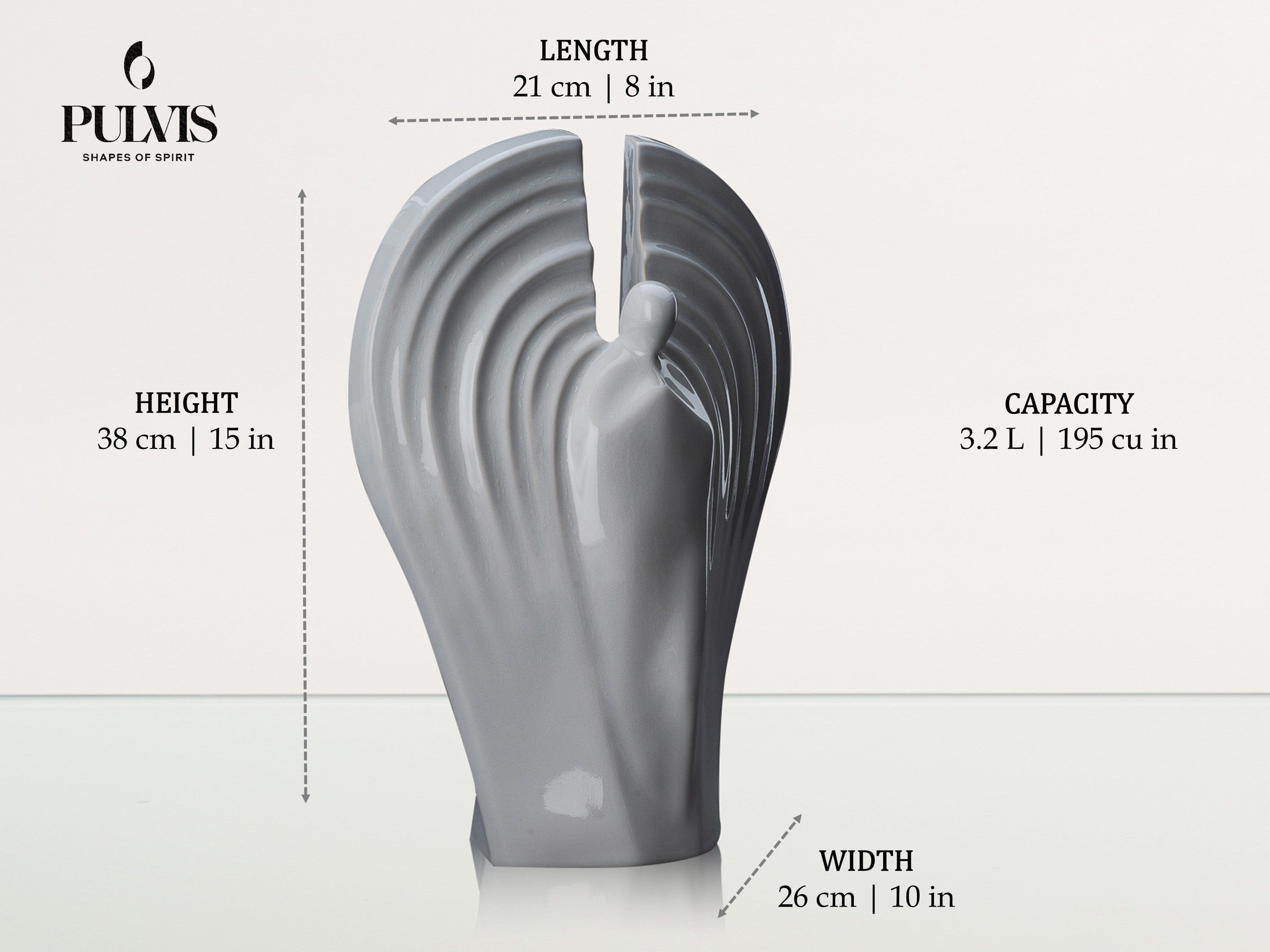Guardian Angel Adult Cremation Urn for Ashes in Grey