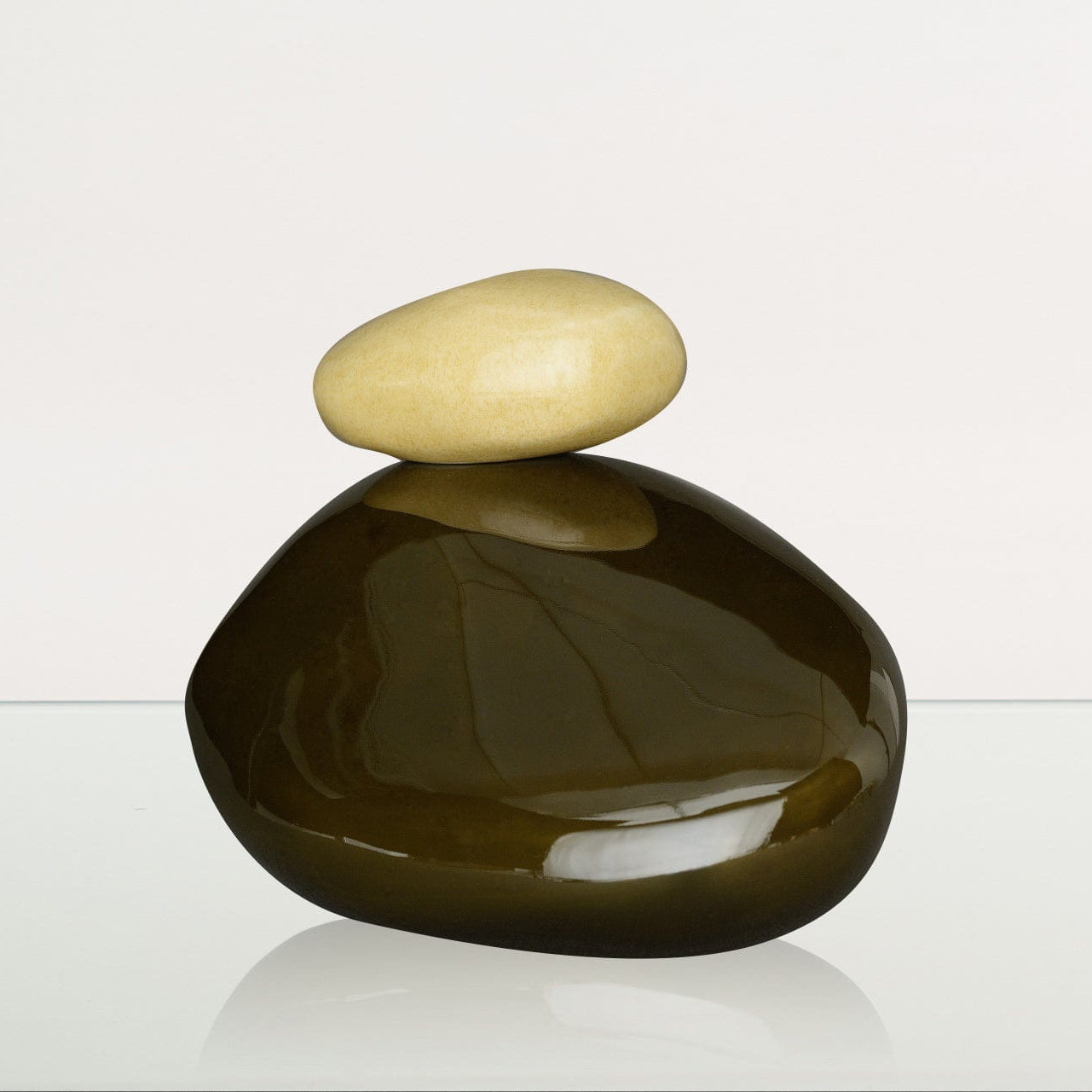 Pebbles Adult Cremation Urn for Ashes in Oily Green