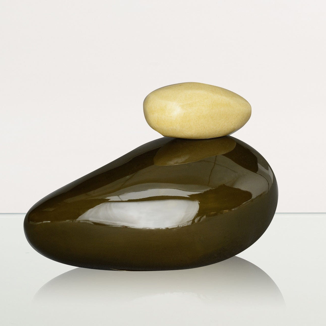 Pebbles Adult Cremation Urn for Ashes in Oily Green