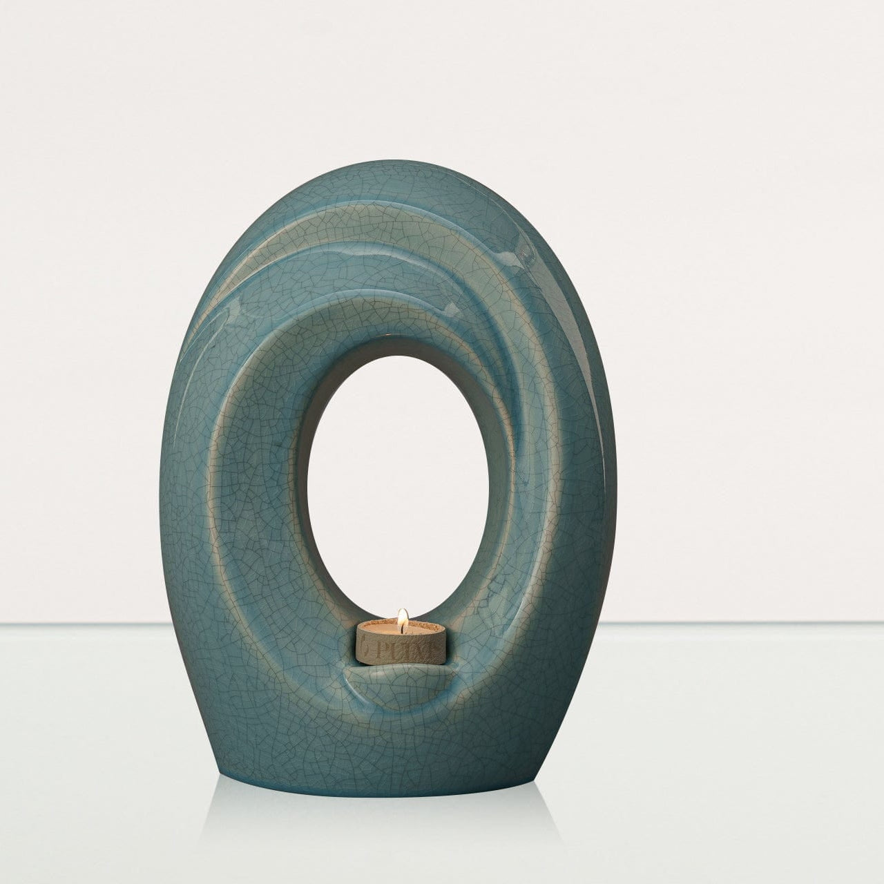 The Passage Adult Cremation Urn for Ashes in Crackle Glaze Blue