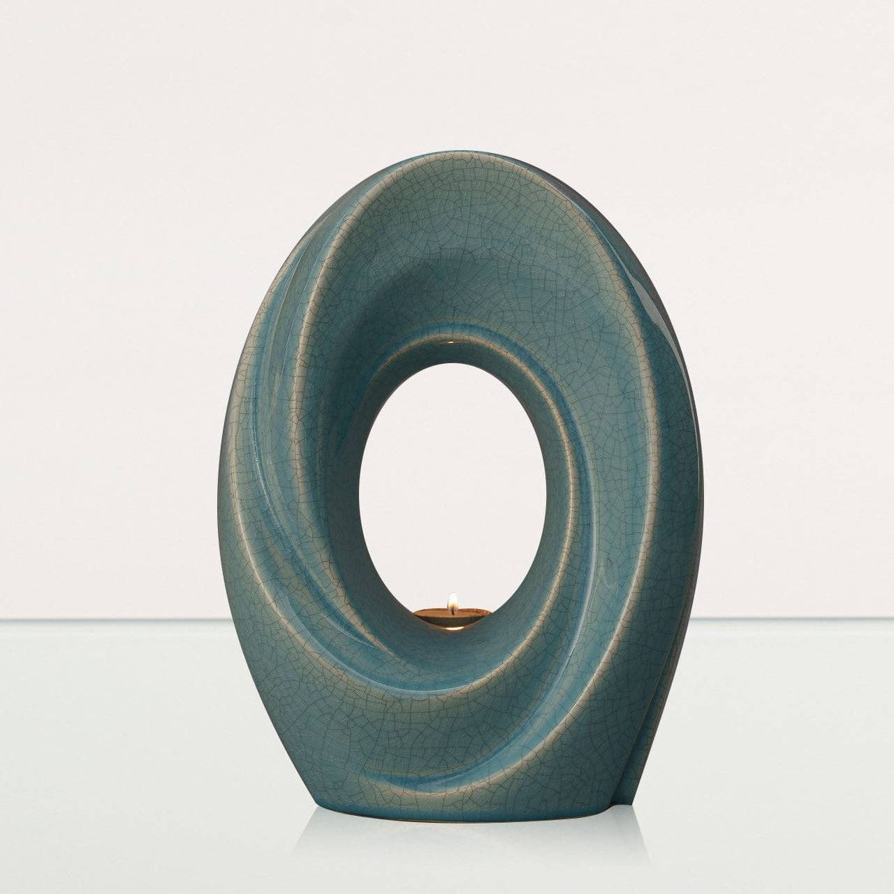 The Passage Adult Cremation Urn for Ashes in Crackle Glaze Blue