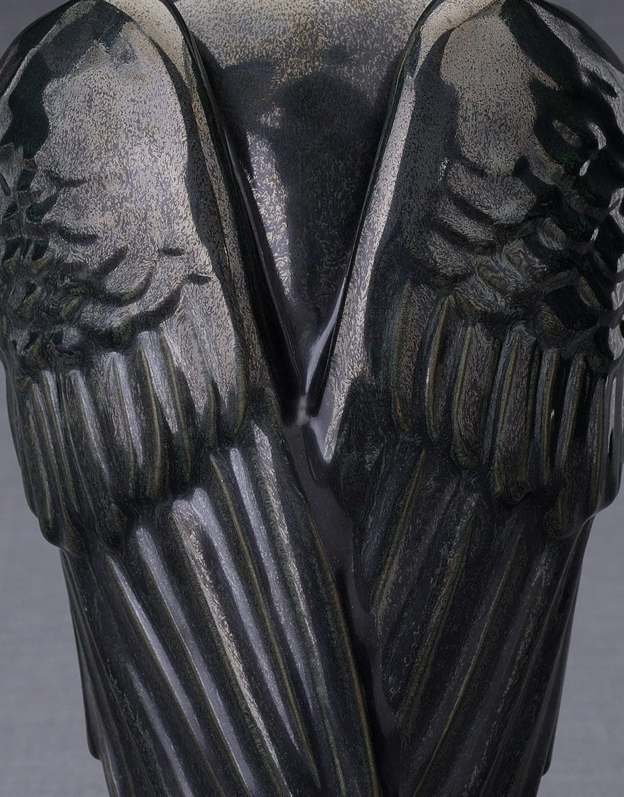 Angel Wings Adult Cremation Urn for Ashes in Black