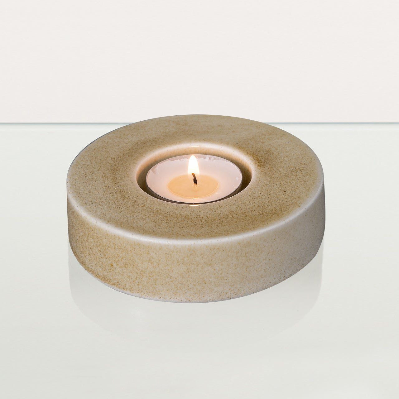 Caleo Candle Holder for Cremation Urns in Light Sand