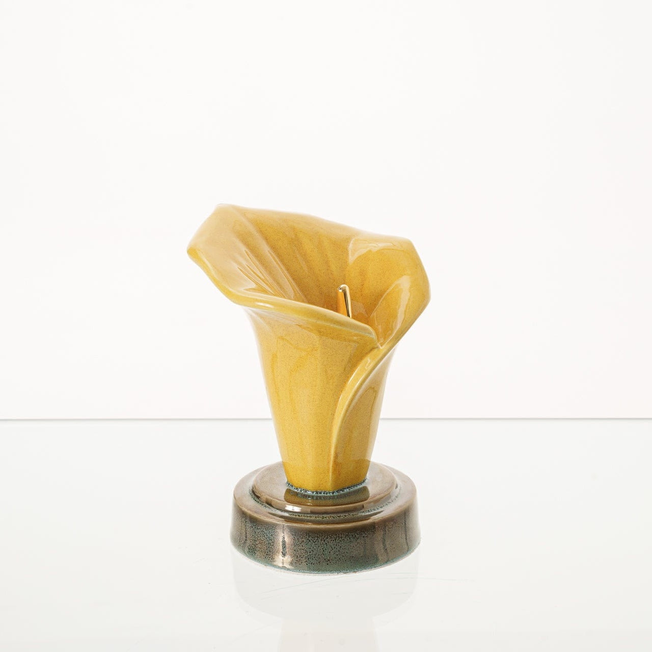 Calla Lily Keepsake Urn for Ashes in Amber Yellow