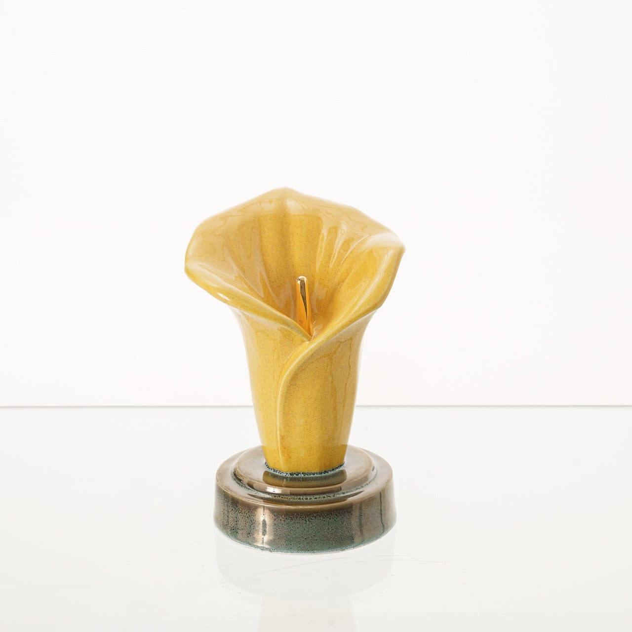 Calla Lily Keepsake Urn for Ashes in Amber Yellow