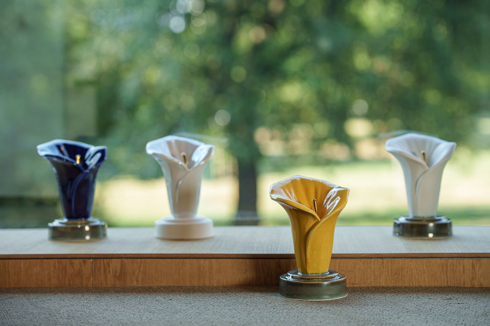 Calla Lily Keepsake Urn for Ashes in Blue