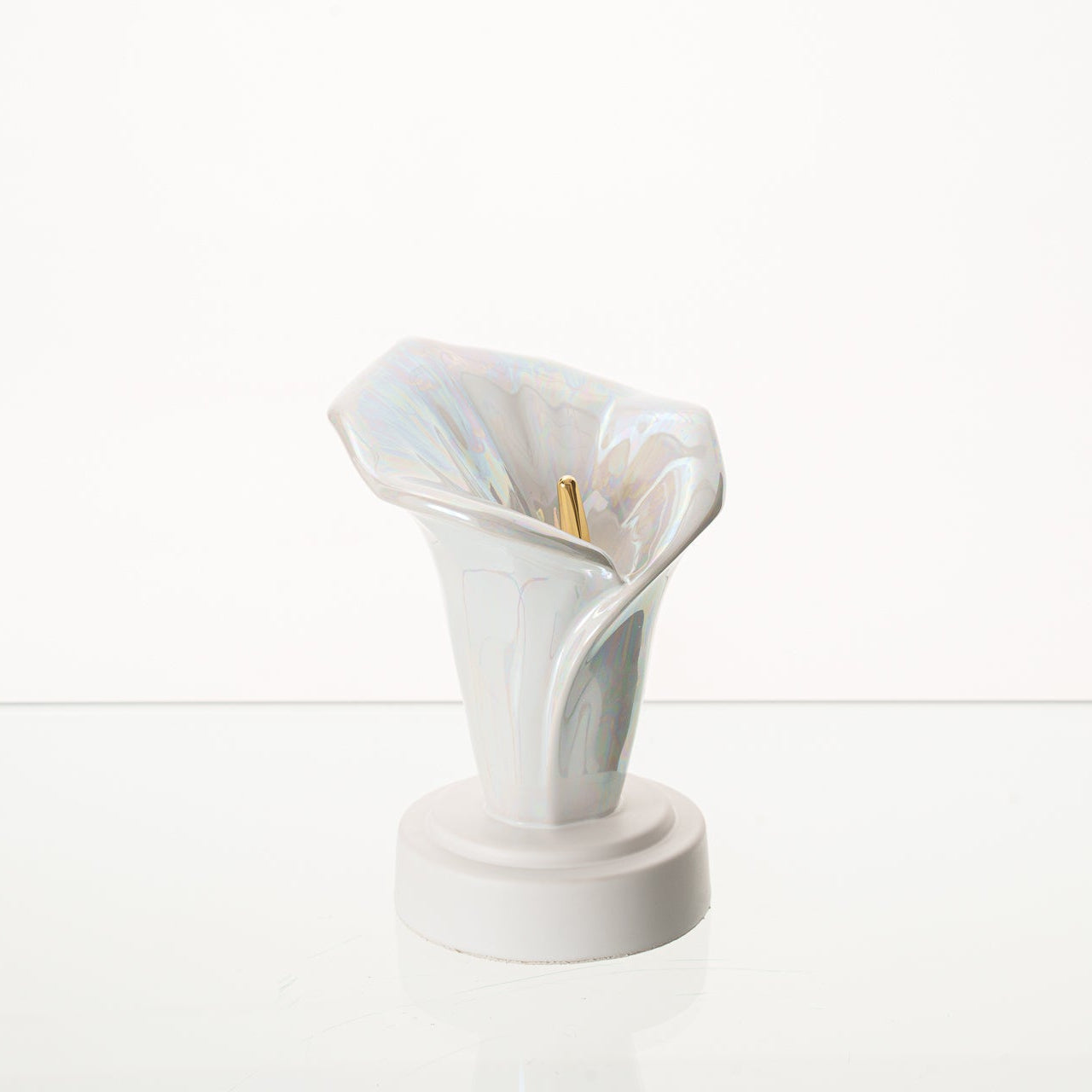 Calla Lily Keepsake Urn for Ashes in Pearlescent White