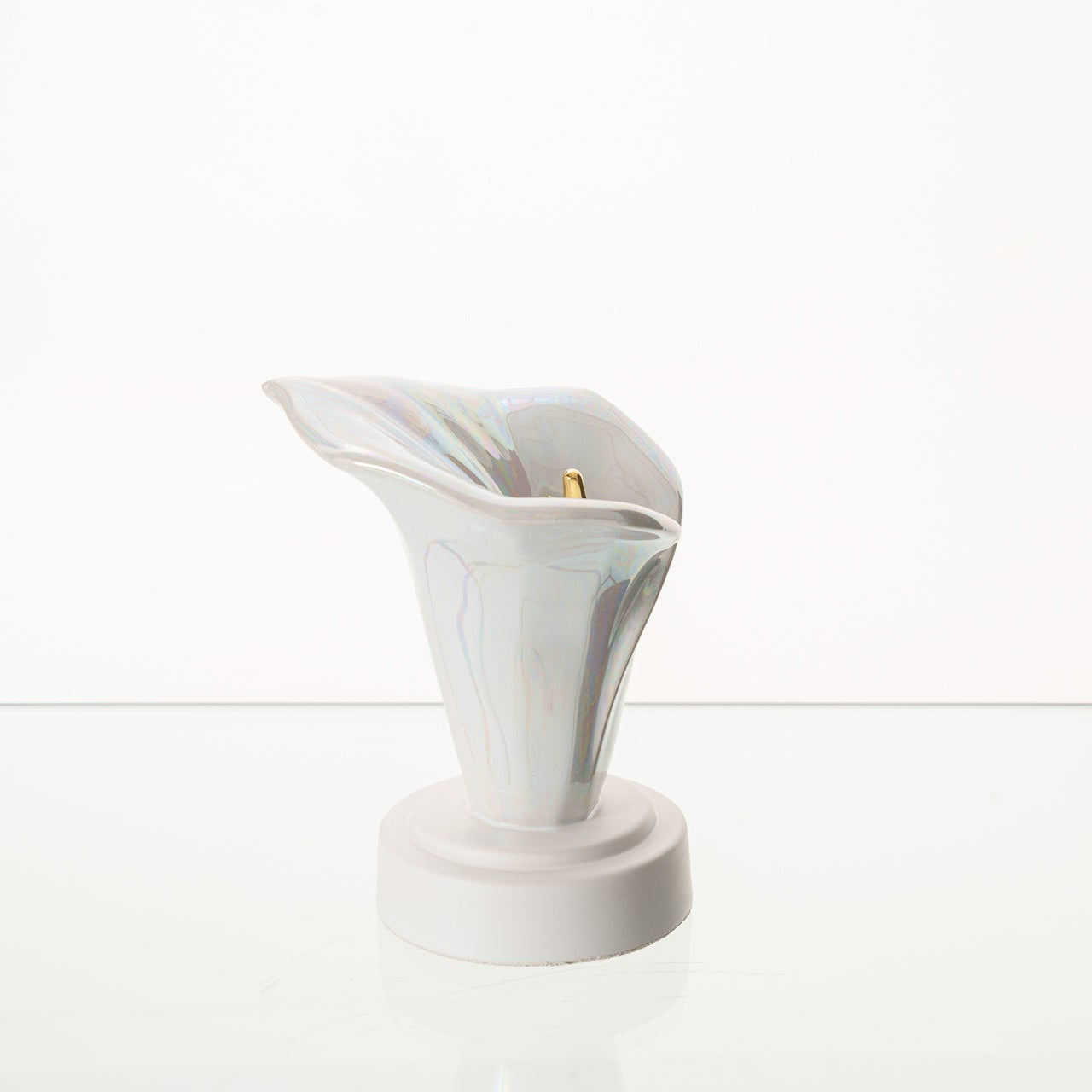 Calla Lily Keepsake Urn for Ashes in Pearlescent White