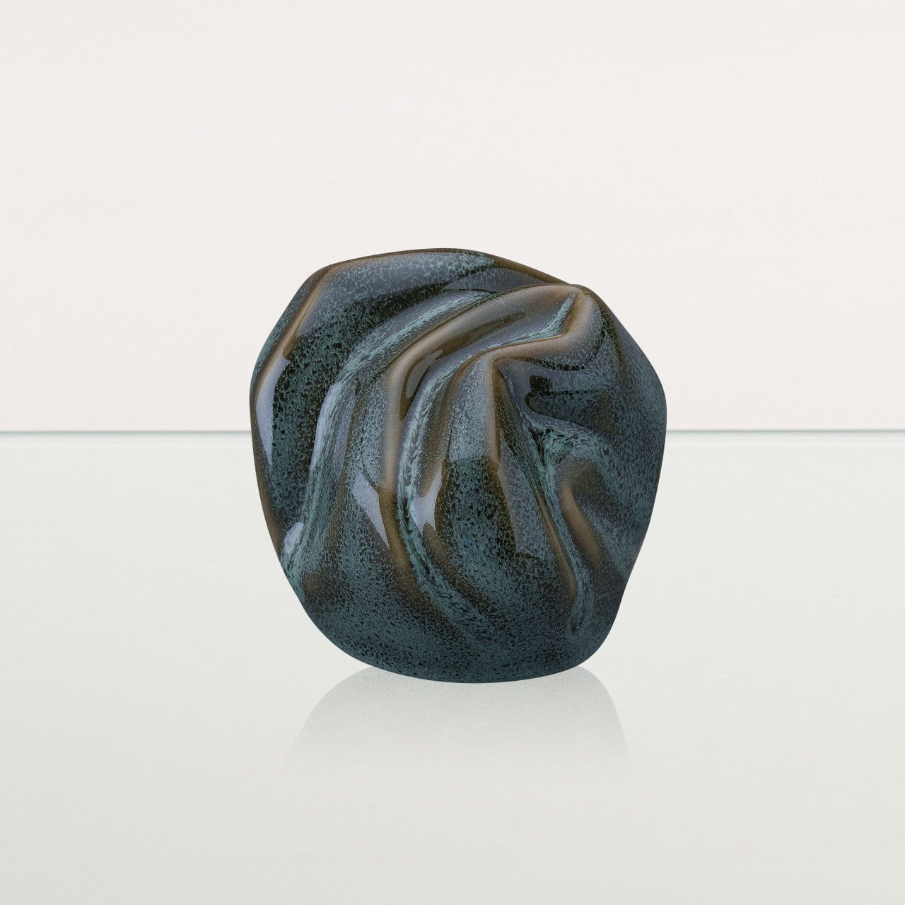 Precious Small Urn for Ashes in Oily Green
