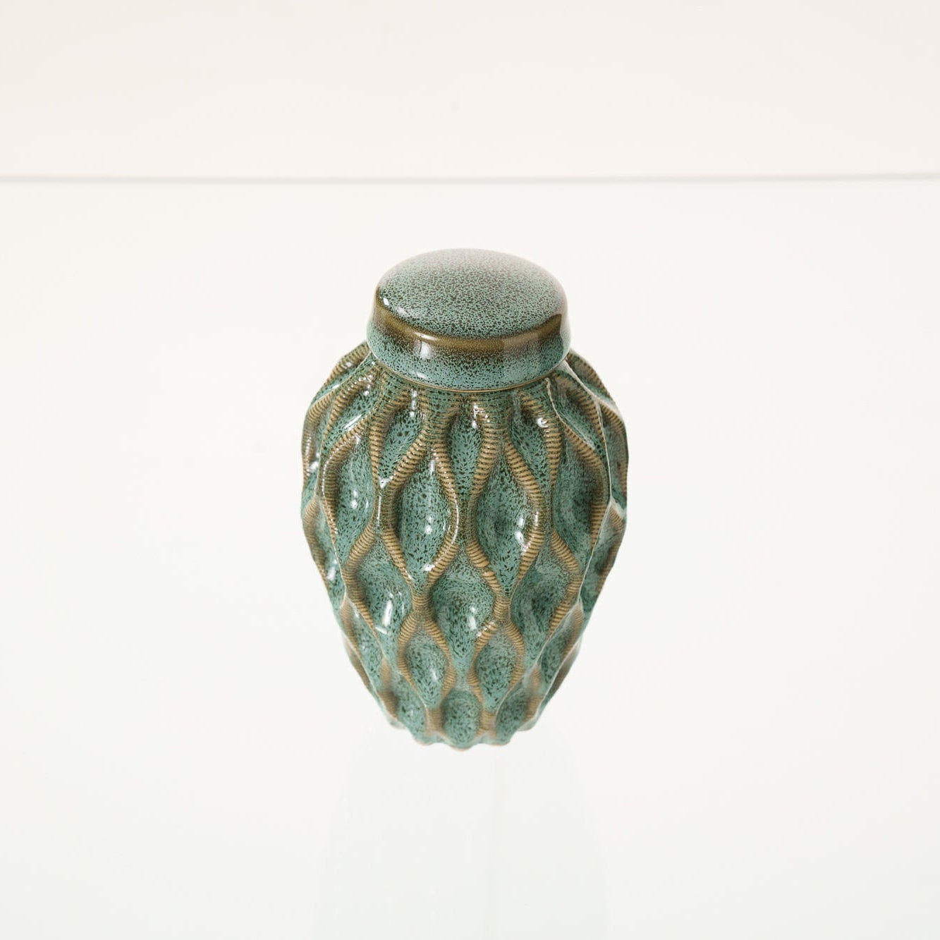 Echo Keepsake Urn for Ashes in Oily Green