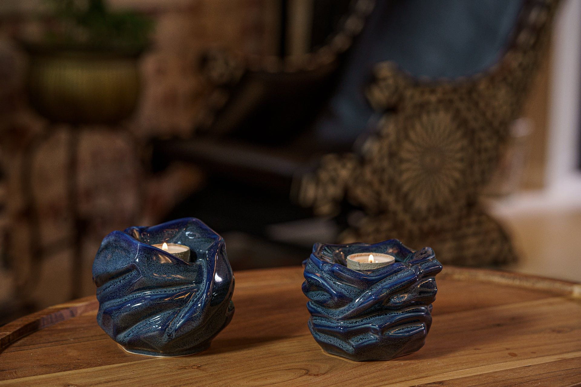 Candle Keepsake Urn for Ashes in Blue