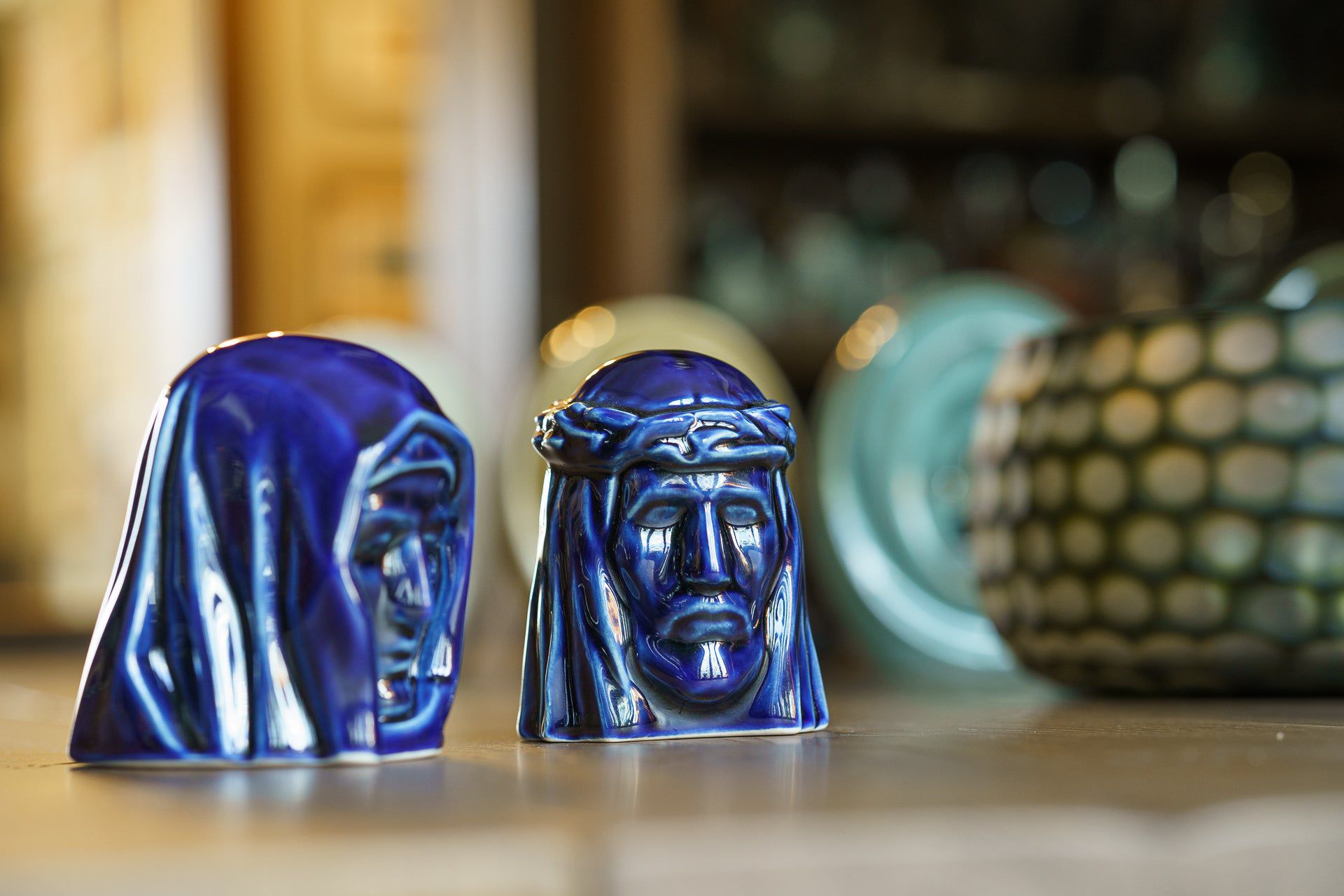 The Christ Mini Urn for Ashes in Metallic Blue