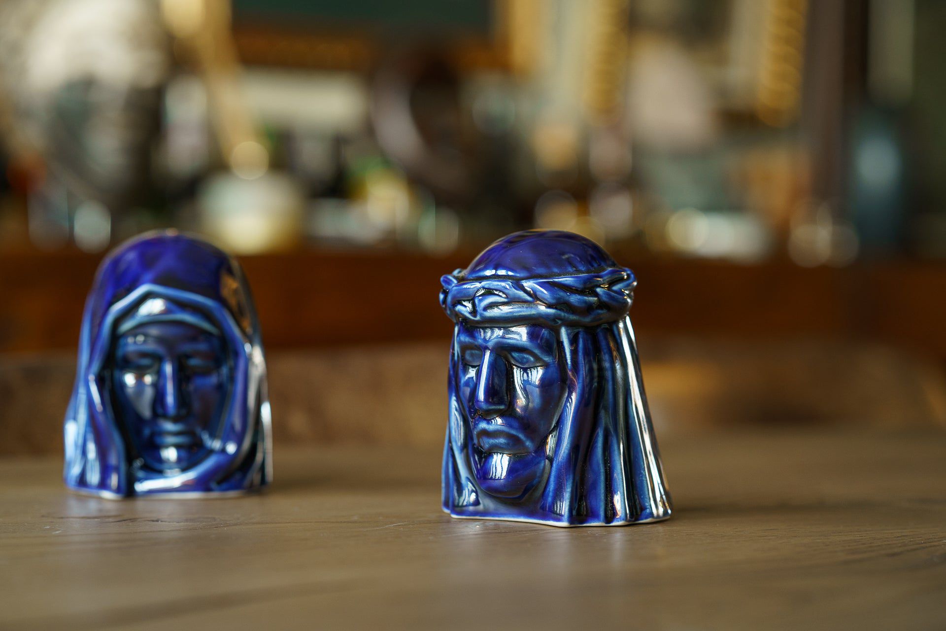 The Christ Mini Urn for Ashes in Metallic Blue