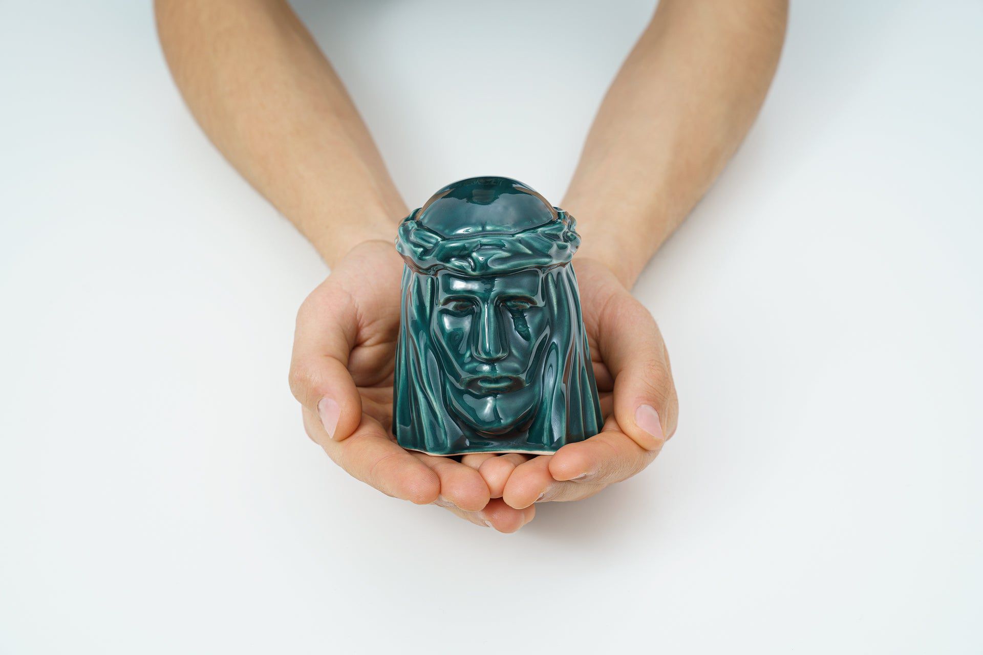The Christ Mini Urn for Ashes in Metallic Blue