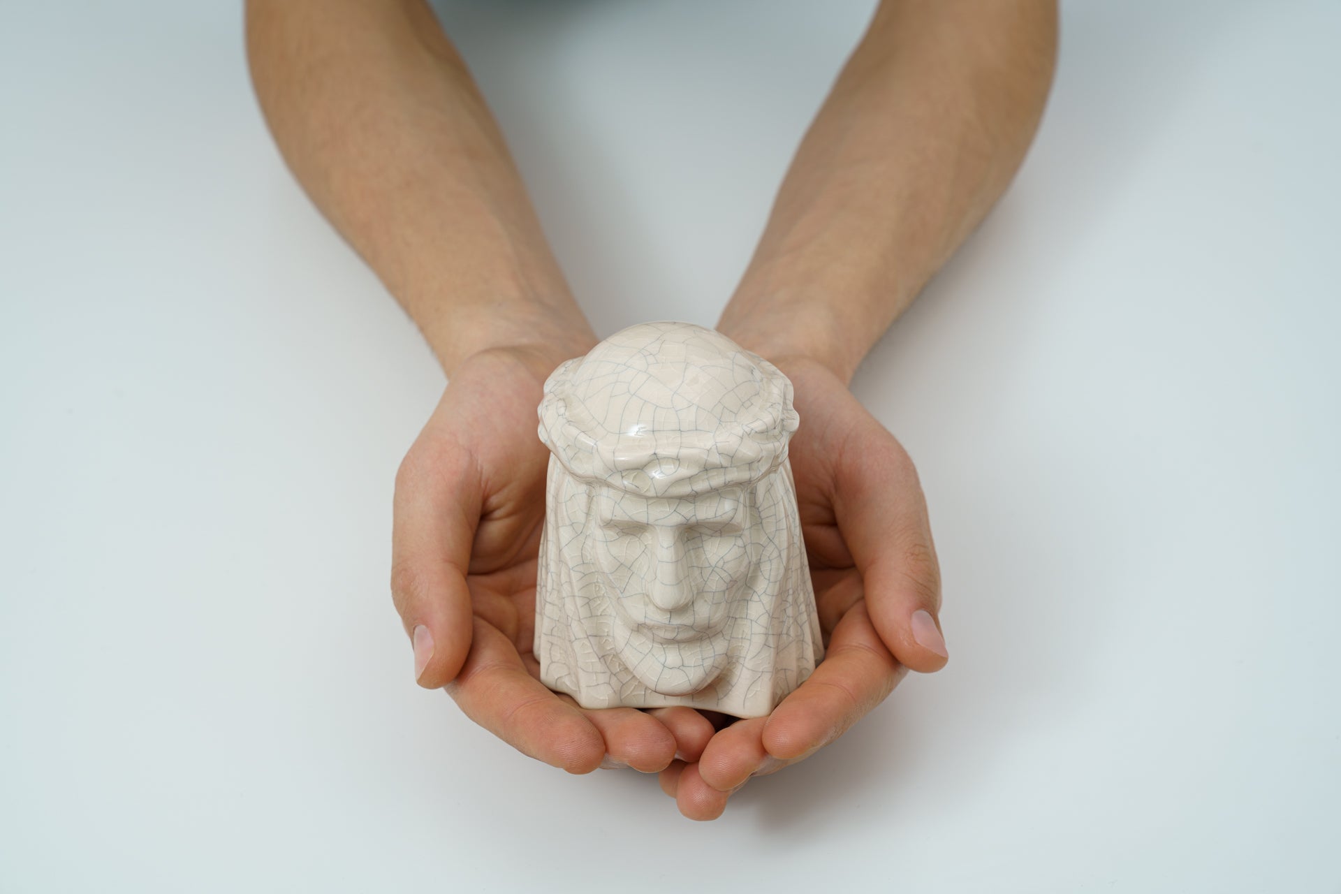 The Christ Mini Urn for Ashes in Crackle Glaze