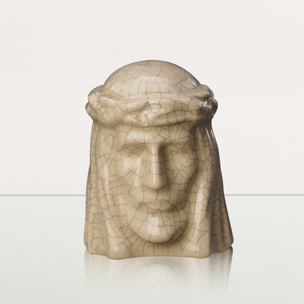 The Christ Mini Urn for Ashes in Crackle Glaze