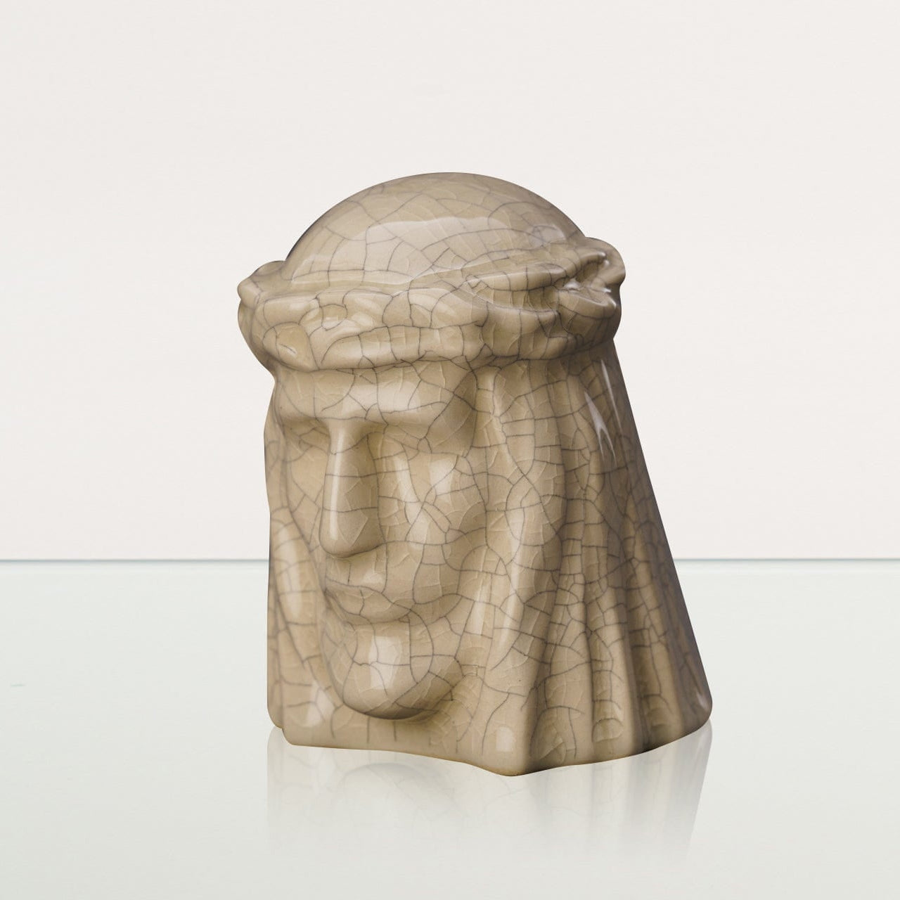 The Christ Mini Urn for Ashes in Crackle Glaze