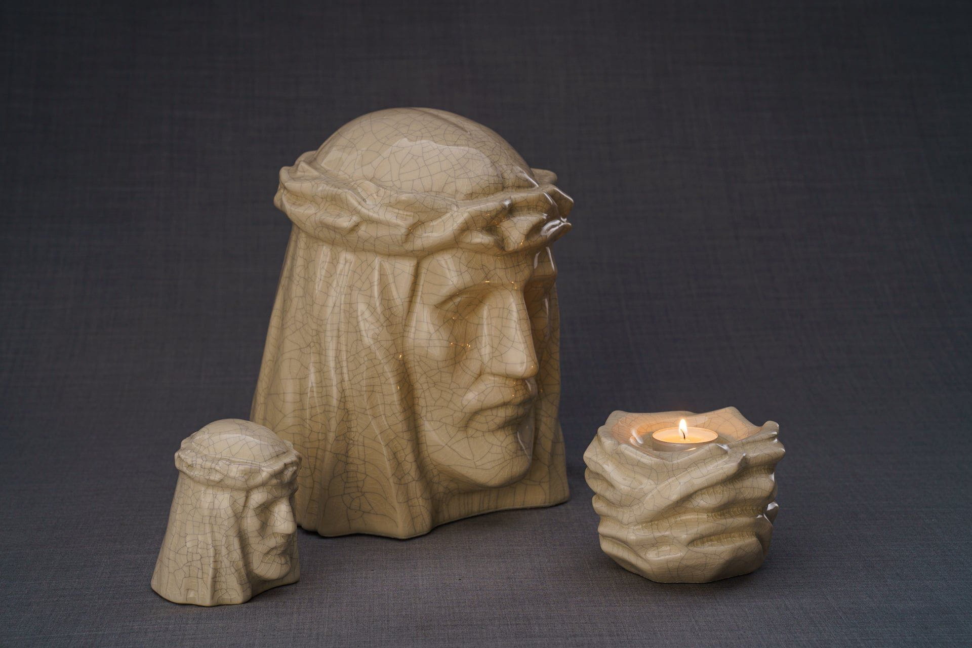 The Christ Mini Urn for Ashes in Oily Green