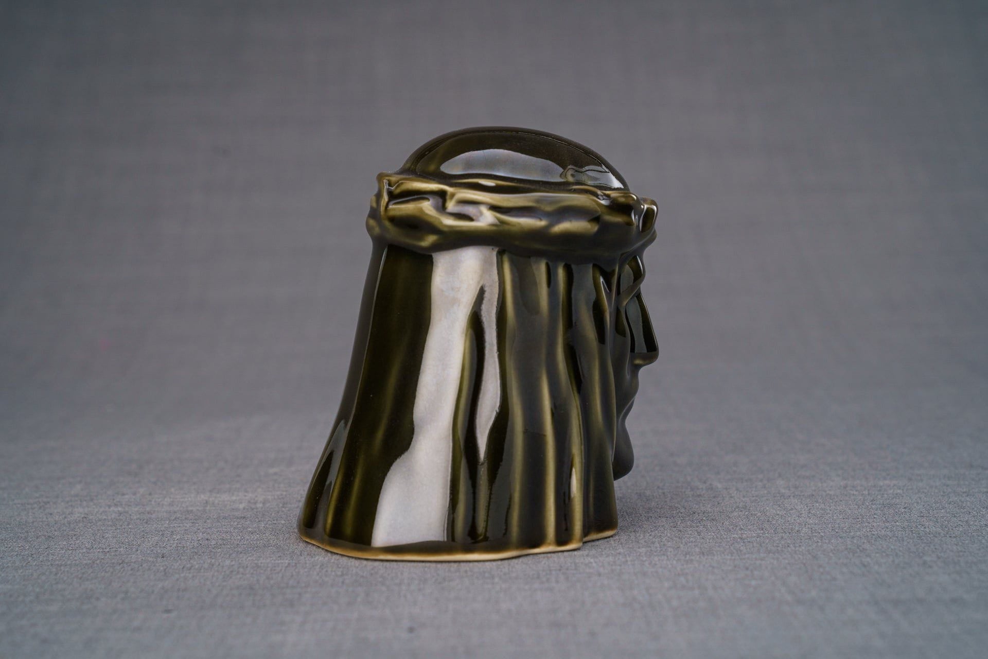 The Christ Mini Urn for Ashes in Oily Green