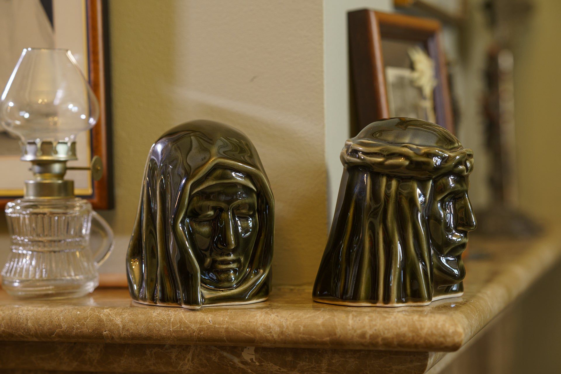 The Christ Mini Urn for Ashes in Oily Green