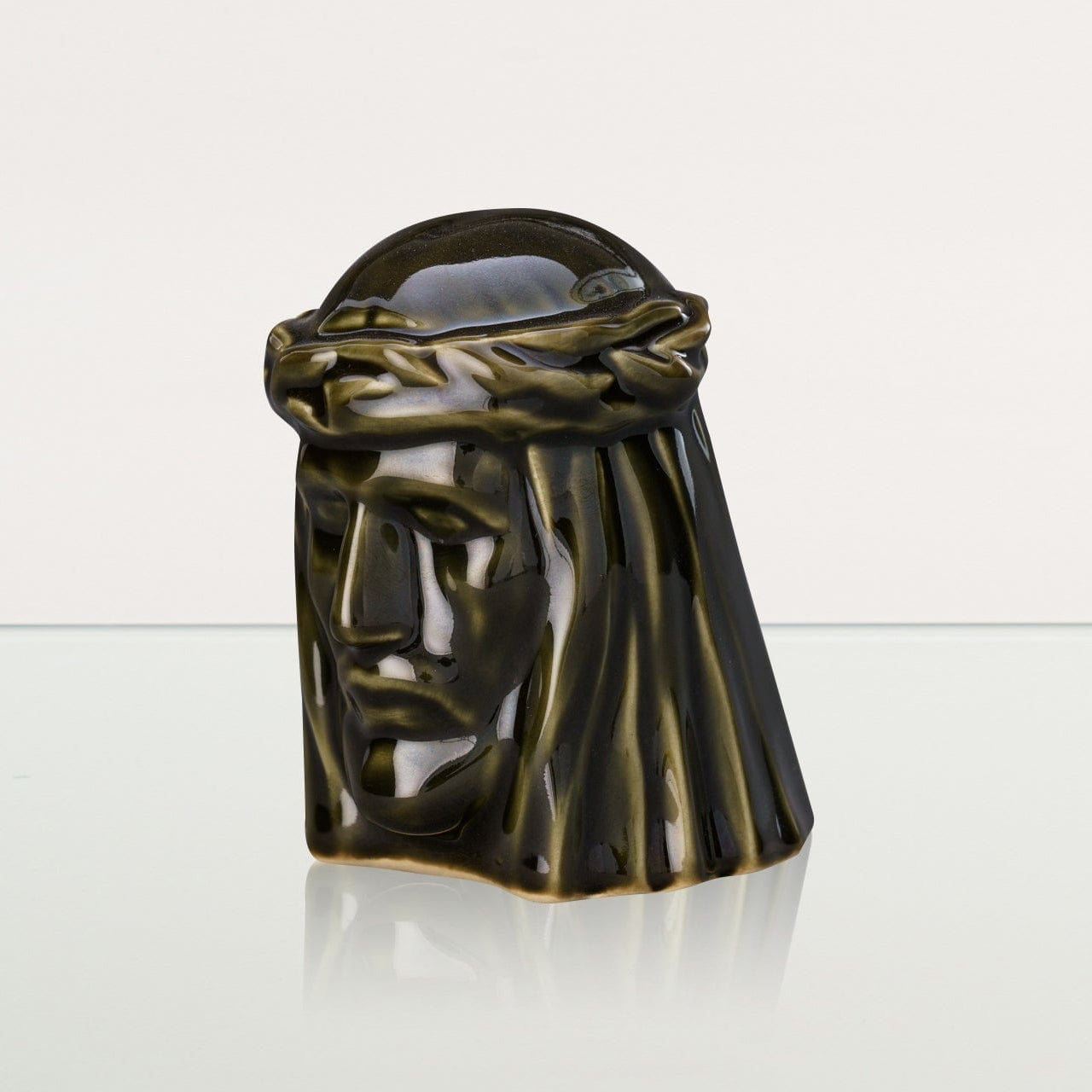 The Christ Mini Urn for Ashes in Oily Green