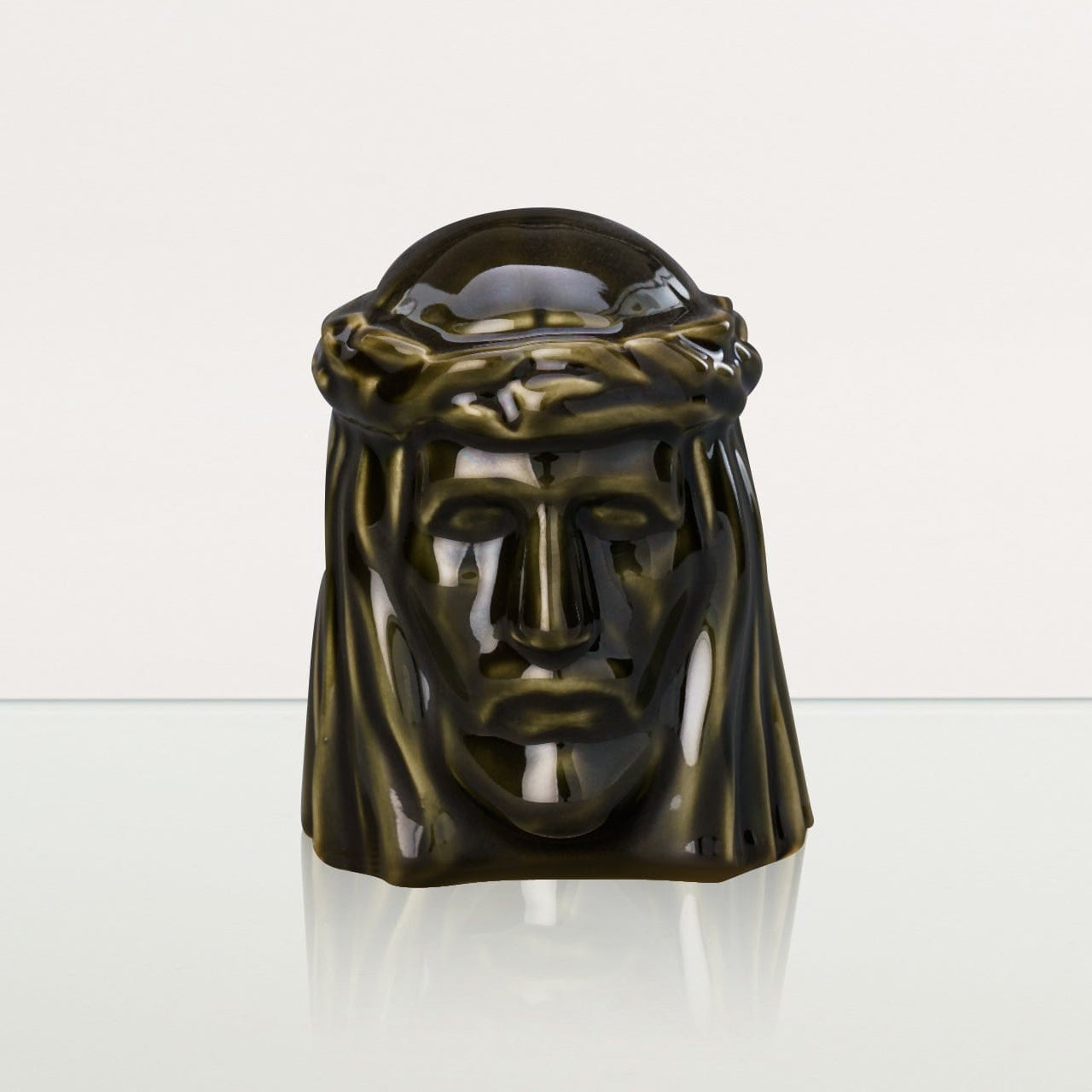 The Christ Mini Urn for Ashes in Oily Green