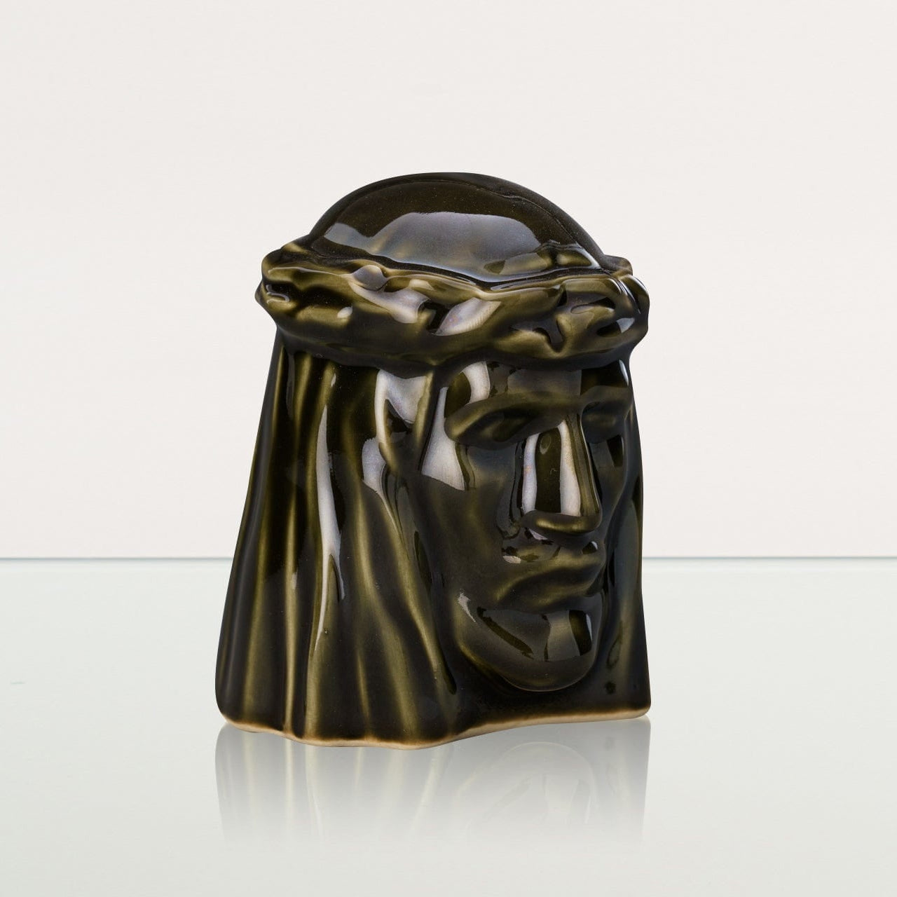 The Christ Mini Urn for Ashes in Oily Green