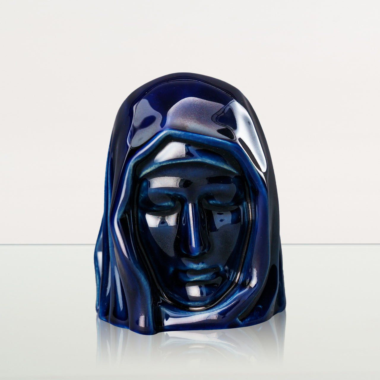 The Holy Mother Mini Urn for Ashes in Metallic Blue