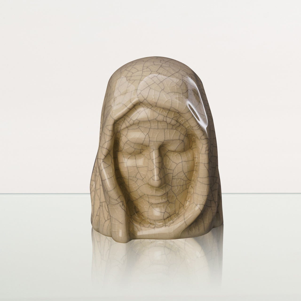 The Holy Mother Mini Urn for Ashes in Crackle Glaze