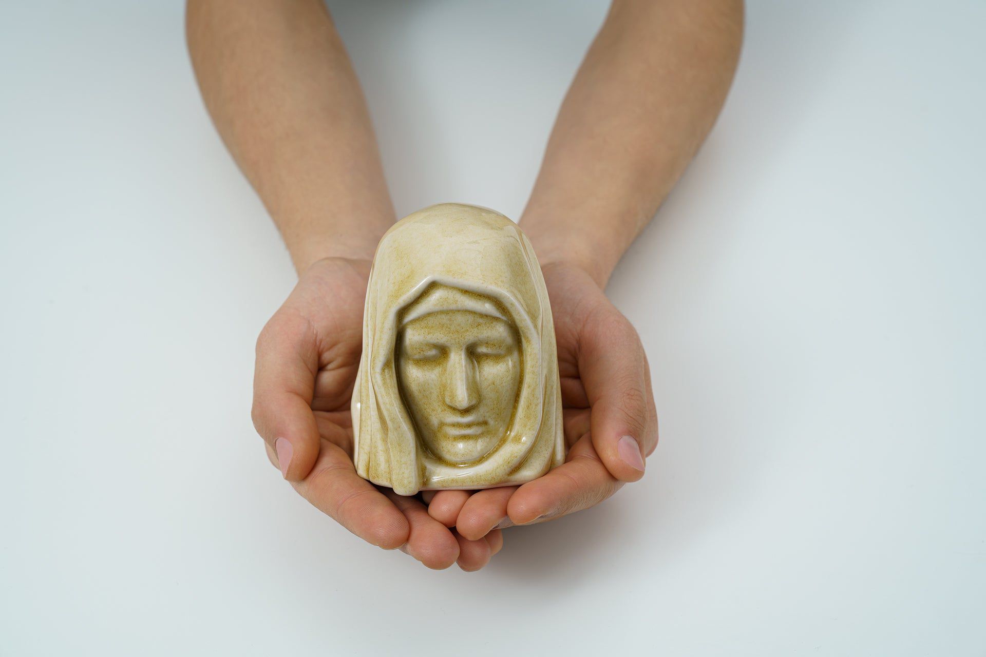 The Holy Mother Mini Urn for Ashes in Light Sand
