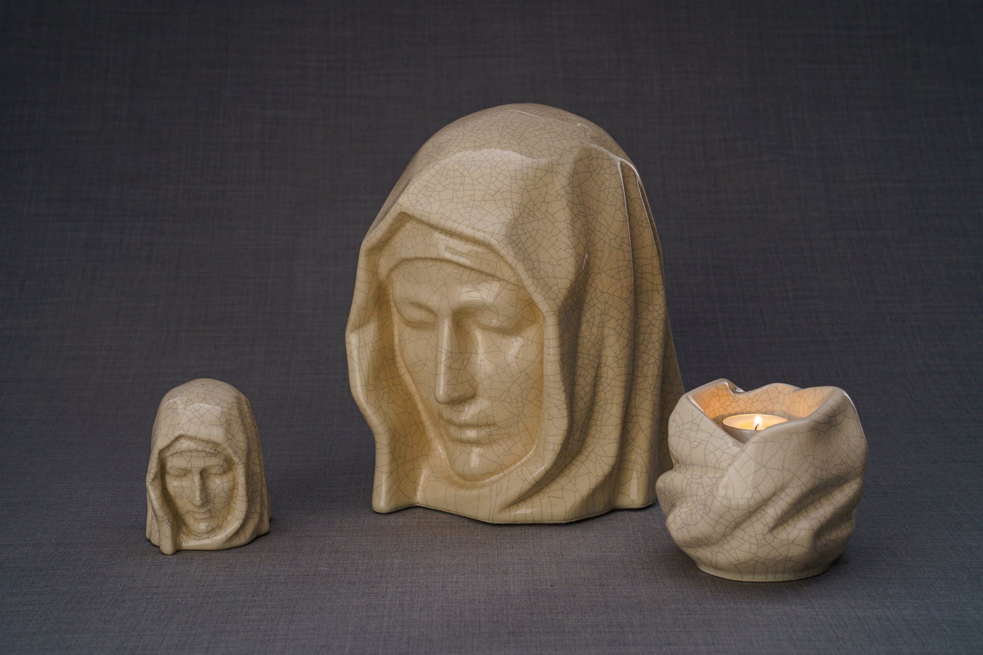 The Holy Mother Mini Urn for Ashes in Oily Green