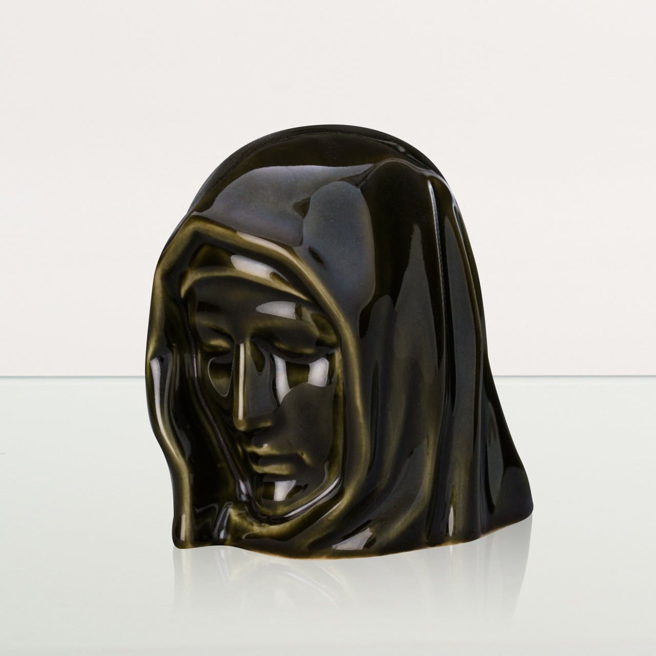 The Holy Mother Mini Urn for Ashes in Oily Green