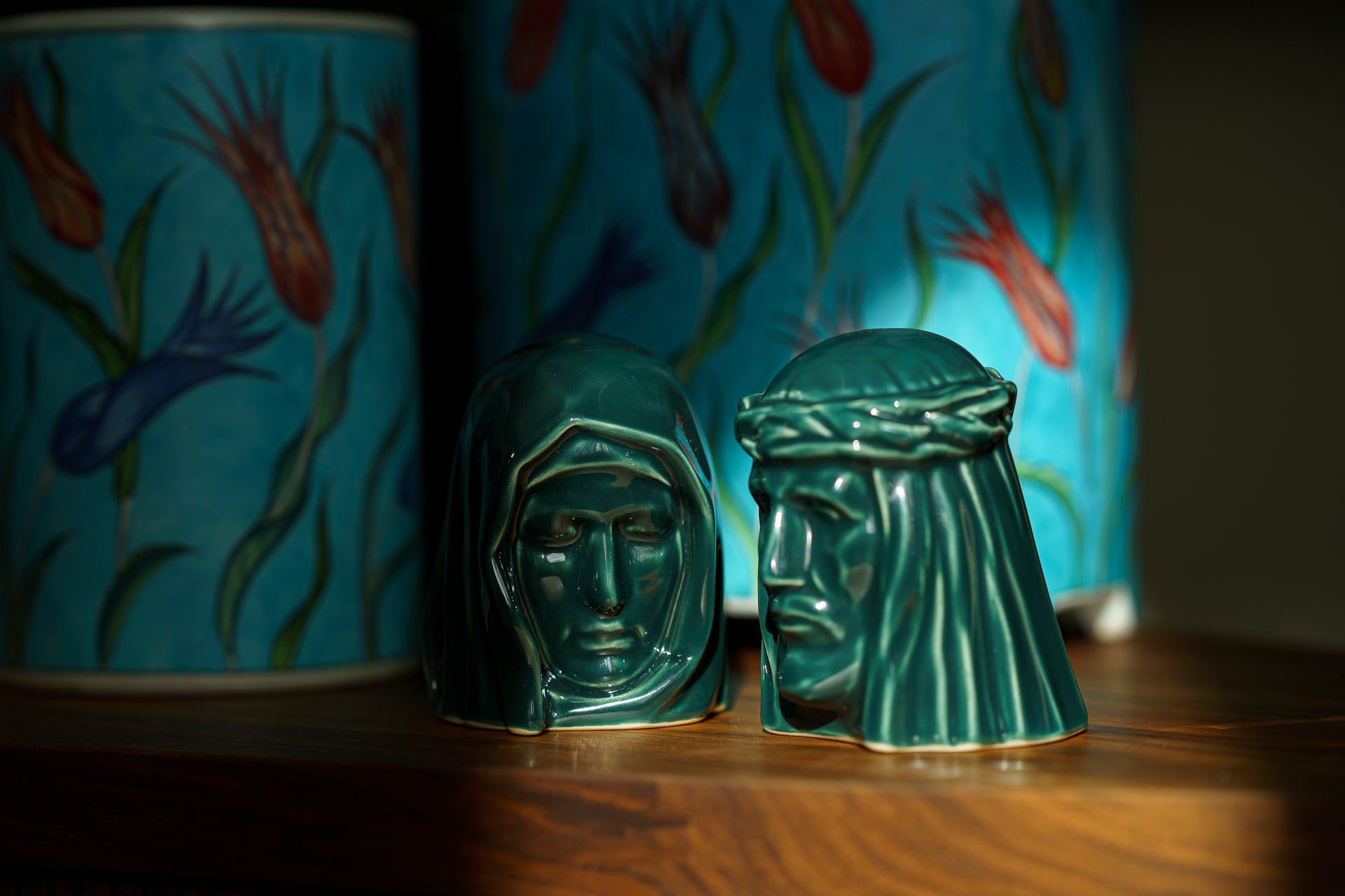 The Holy Mother Mini Urn for Ashes in Oxide Green