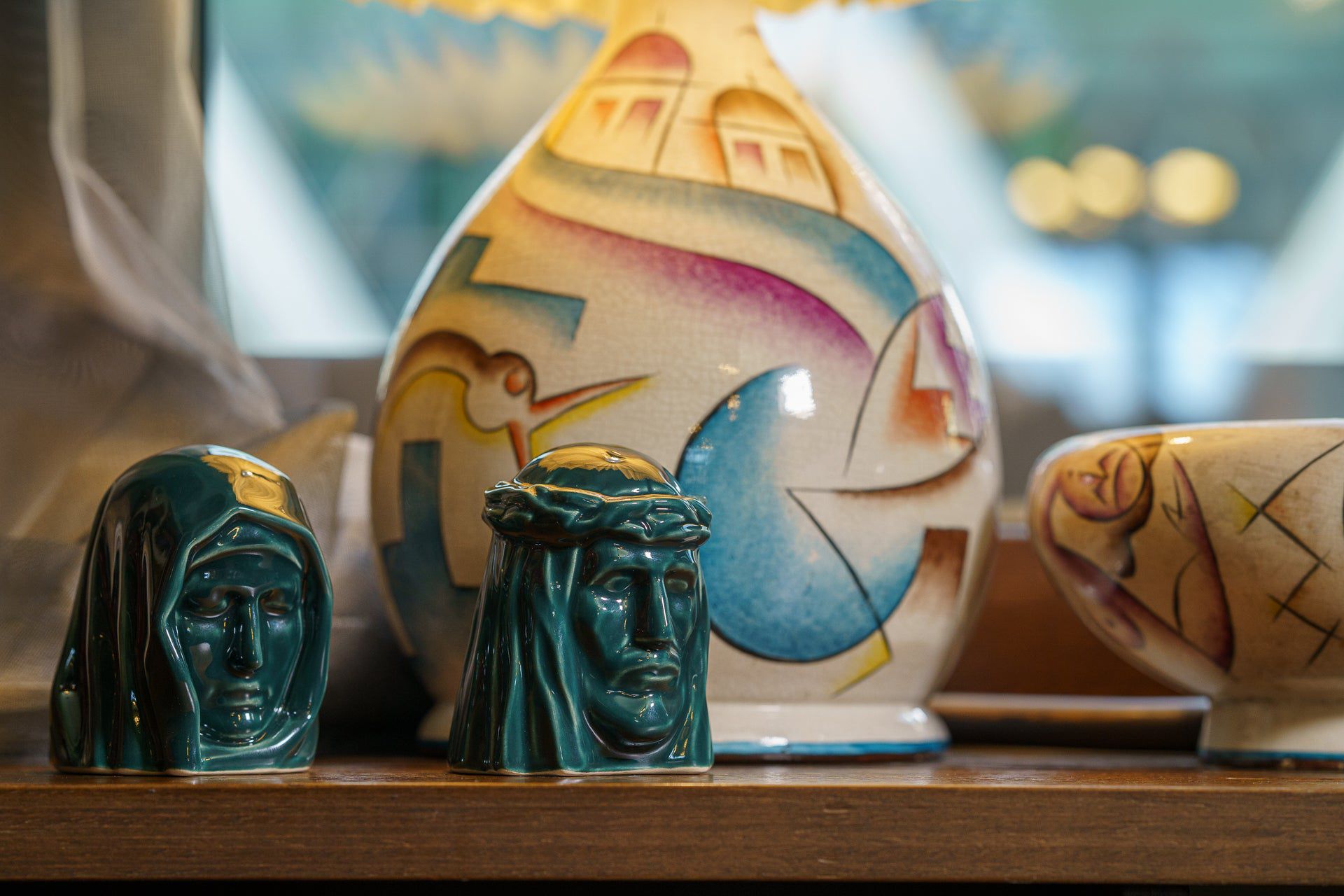The Holy Mother Mini Urn for Ashes in Oxide Green