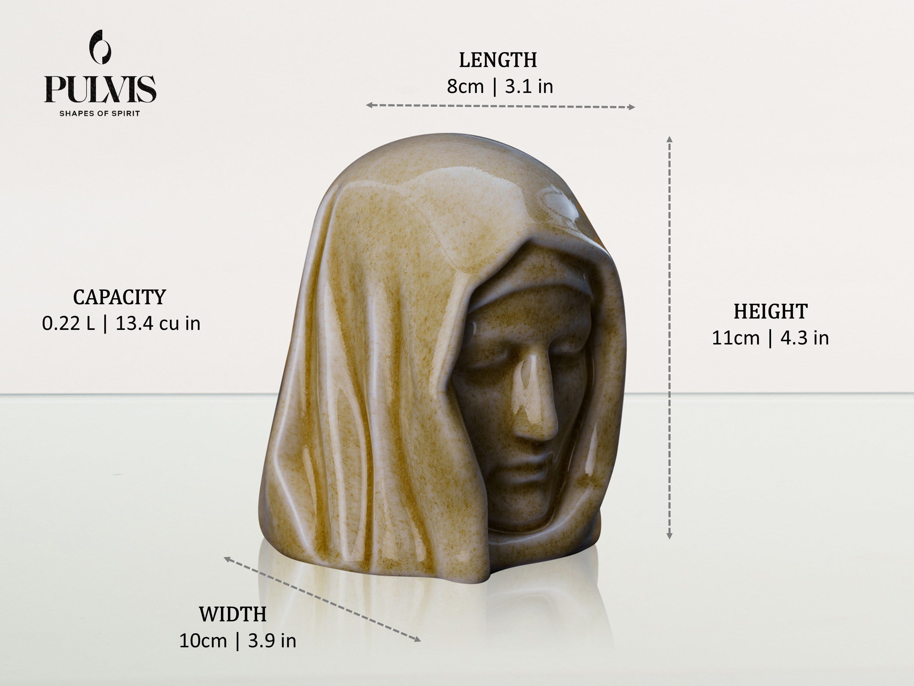 The Holy Mother Mini Urn for Ashes in Oxide Green