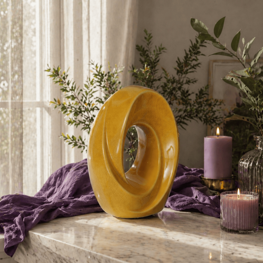 The Passage Mini Urn for Ashes in Amber Yellow